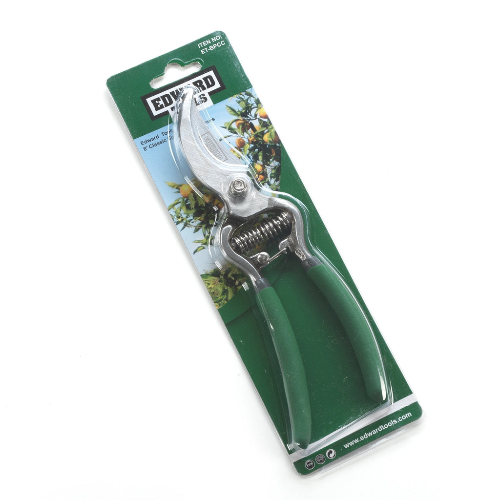 Edward Tools Classic Cut Bypass Pruners - Heavy Duty Forged Steel Pruning Shears - Cuts up to 1" Diameter - Safety Lock Design - Non Slip Grip