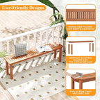 Tangkula Outdoor Wood Bench, 59” Long Patio Dining Bench, Backless Wooden Bench with Teak Oil Finish & Slat Seat, Accent Entryway Bench, Farmhouse Bench for Yard, Garden, Porch, Indoors