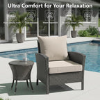 24x24 Inch Outdoor Chair Cushion with Removable Cover, Patio Furniture Cushion - Water-Repellent, Fade-Resistant, Non-Slip Bottom & Straps, Replacement for Deep Seat Sofa & Couch - Cream