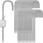 27 Pack Ground Garden Rebar Stakes Rebar 16 Inch Anti-Rust Galvanized Steel J Shape Hook Heavy Duty Ground Anchors for Tents, Position Kits,Fences, and Trampolines Landscape Fabric