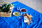 Solino Home Linen Royal Blue Table Runner 48 Inches - Classic Hemstitch, 100% Pure Linen Coffee Table Runner 14 x 48 Inch Ideal for Dresser Tables