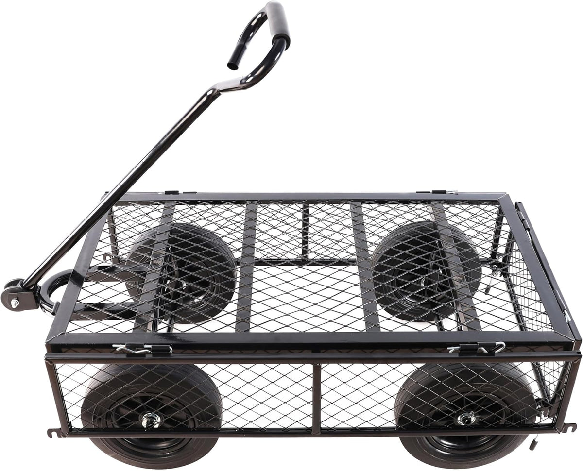 Wagon with Removable Sides Can be Used in Farms, Warehouses etc l Garden Dump cart- A Must-Have for Your Dream Garden Garden Essential- Dump cart Solid Wheels (Black Solid Wheels)