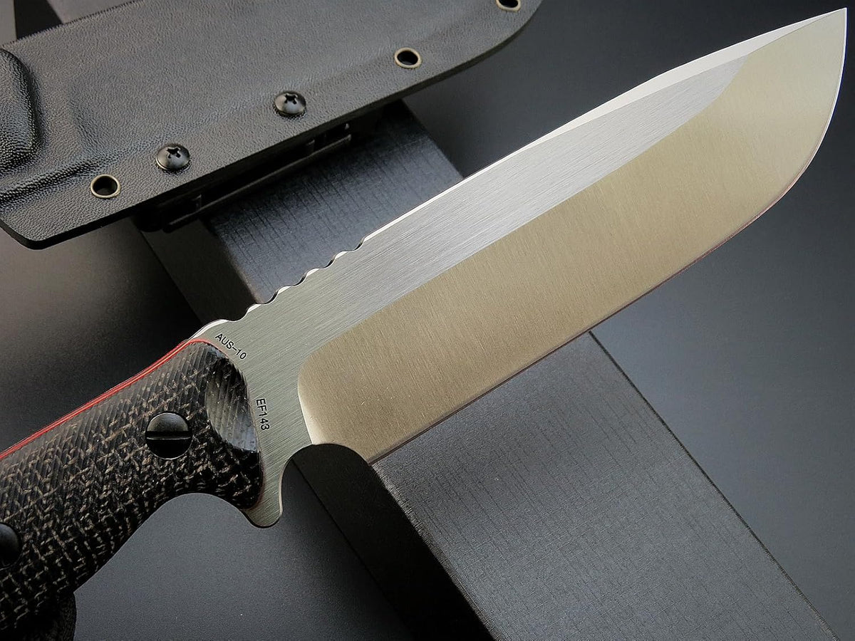 Eafengrow EF143 Fixed Blade Knife AUS-10 Steel Blade Micarta Handle Full Tang EDC Tool Straight Knife for Working Camping Hunting