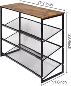 Garden 4 you 4-Tiers Shoe Storage Freestanding Organizer Modern 25.2 in Tilting Adjustable Shoe Rack for High Heels, Entryways, Hallways, Closets, Dormitory Rooms, Industrial, Brown