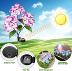 Solar Flowers Lights - Outdoor Waterproof Hydrangea Stake, Solar Flower Decor for Patio, Courtyard, Garden Lawn (Blue & Purple)