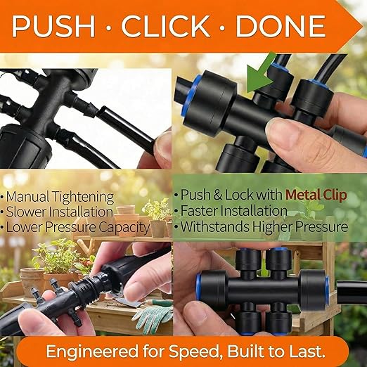 240FT Drip Irrigation System for Garden: 30 Nozzles 1/2" PE Tubing Automatic Watering Kit Adjustable Misting Sprinkler Mister 1/4" Hose for Water Plants Tape Raised Beds Lawn Outdoor Greenhouse