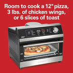 Hamilton Beach Digital Air Fryer Toaster Oven Combo, 10 Ways to Cook, 4 Preset Functions, Stay On & 1800 Watts, LED Capacitive-Touch Controls, 2 Rack Positions, Fits 12” Pizza, Black & Stainless Steel