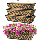 4 Pack 24 Inch Window Boxes Planters for Outdoor Plants Railing Planter Box with Adjustable Brackets for Windowsill Porch Fence Patio Hanging Flower Coco Baskets for Outside Decoration - Black