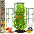 Square Tomato Cage - Large Trellis Stakes and Plant Support Structures for Vegetables and Climbing Plants - Tall Tomato Cages for Garden, Pots, Raised Garden Bed Outdoor Supplies (3 Pack - Up to 41")