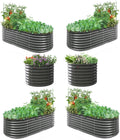 A ANLEOLIFE 6-Pack 6X3X2ft & 3x3x2ft Deep Root Galvanized Raised Garden Beds Outdoor for Planting Vegetables Flowers Herb, Quartz Grey