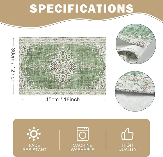 Snycler Table Runner Boho Table Runners Vintage Elegant Farmhouse Table Center Linen Decor for Home Dining Party Entrance (12x18 Inch ,Set of 4) Light Green
