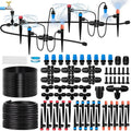 TJJFMM 230FT Drip Irrigation System for Garden with 40 Nozzles & Emitters, Garden Watering System with 1/2" & 1/4" Tube and Barbed Fittings - Adjustable Sprinklers Kit for Greenhouse, Lawn, Raised Bed