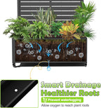 15.7"×70.9"×35.4" Metal Raised Garden Bed with Trellis and Wheels - Tall Trellis Planter Box for Climbing Plants, Vegetables & Vines - Outdoor Privacy Planters for Patio (Black-Louvered)