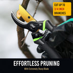Ultra Sharp Japanese Steel Pruning Shears - Cuts 3X Easier, Weak Hand Arthritis Clippers, Rust-Resistant Titanium Coated Pruner, Effortlessly Cuts 3/4 Inch