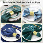 Polymer Material Reusable Napkin Band, Glue-Free Tear-Proof Water Resistant Oil-Proof Napkin Bands Set of 100(Front Gold Color and Back Silver), 6 Adjustable Sizes Napkin Rings