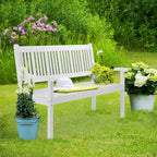 VINGLI 50" Outdoor Wood Bench, Weatehr Resistant Wooden Garden Patio Bench with Comfortable Backrest & Curved Armrest, 800lb Capacity Loveseat for Front Porch Park Yard Deck (White, Dense Slatted)