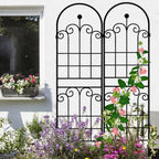 LZRS 2 Pack 71x20in Rustic Iron Arch Decoration Garden Trellis with Black Metal Coating – Perfect for Supporting Climbing Plants Outdoor, Roses, Vines, Flowers, and Vegetables.