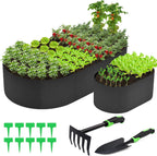 2 Pack Fabric Raised Garden Bed 6FTx3FTx1FT Plant Grow Bags Large Oval Garden Grow Bags Breathable Fabric Garden Bed Gardening Planting Container for Vegetables Potatoes Flowers Tomato,4 Grids+2 Grids