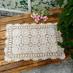 Cotton Handmade Crochet lace Table Runners Rectangular Tablecloth Doilies Doily Table Dresser Scarf Décor,19x35Inch,White