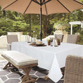 Outdoor Tablecloth Wrinkle-Free Stain Resistant Waterproof Polyester Fabric Table Cover with Zipper Umbrella Hole for Picnic/Party/Dinner/Patio Garden(60×84inch,Zippered,White)