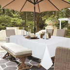 Outdoor Tablecloth Wrinkle-Free Stain Resistant Waterproof Polyester Fabric Table Cover with Zipper Umbrella Hole for Picnic/Party/Dinner/Patio Garden(60×84inch,Zippered,White)