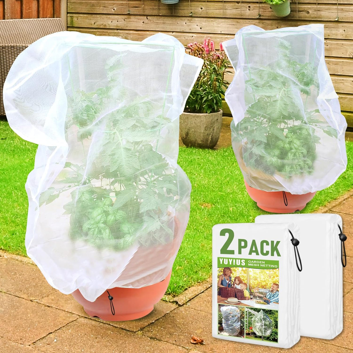 Fruit Tree Netting, Blueberry Bush Netting Cover for Garden Protection, 2Pcs 4x4.9 FT Garden Plant Netting Pest Barrier for Raised Beds, Bug Mesh Net from Cicadas, Bird for Strawberry, Tomato