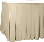 Ultimate Textile Pleat Polyester Fabric Table Skirt - Machine Washable Flame Resistant with Clips for Events, Weddings & Trade Shows, Cut & Sewn in Paterson, NJ - Tan, 21' Box Pleat