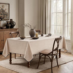 MIULEE Ivory-Black Linen Tablecloth 60x104 Inch Rectangle Table Cloth Waterproof,Stain Resistant & Wrinkle Resistant for Dining Party Wedding