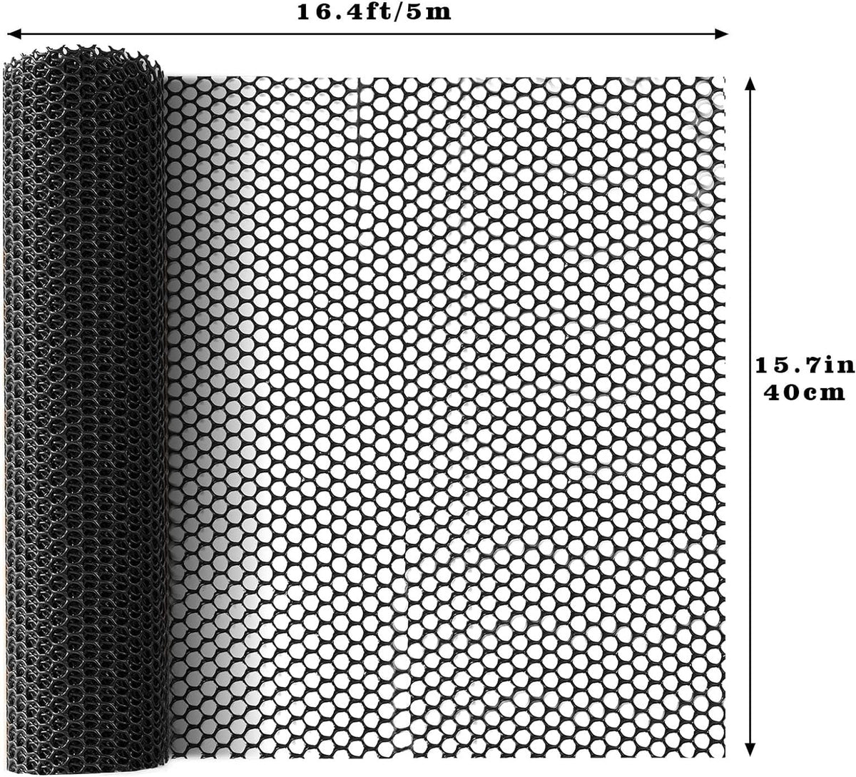16.4 FT x 15.7 in Roll Mesh Fence, Versatile Black Plastic Fencing & Netting, Cuttable Animal Wire Mesh Fence, Durable Tree Trunk Protector, Suitable for Cat Dog Rabbit Barrier and Plant Protectors