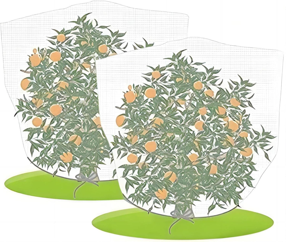Agfabric Bird Netting 48" Hx55 W Garden Netting Insect Pest Barrier,Plant Cover Fruit Tree Netting Mesh Protection Bag with Drawstring,White,2 Pack