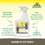 Neudorff Indoor Plant Spray for House Plants & Greenhouse, Kills Spider Mites, and Scale and 100+ Listed Insects on Contact for Organic Gardening, Contact Insecticide, Ovicide (32 oz)
