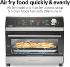 Hamilton Beach Digital Air Fryer Toaster Oven Combo, 10 Ways to Cook, 4 Preset Functions, Stay On & 1800 Watts, LED Capacitive-Touch Controls, 2 Rack Positions, Fits 12” Pizza, Black & Stainless Steel