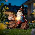 Highland Cow Solar Garden Gnome Outdoor Statue 8 Inch Funny Gnomes Decorations for Yard Lawn Patio Adorable Decor Birthday Gifts for Women Mom Grandma