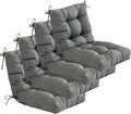 QILLOWAY Outdoor Chair Cushion for Patio Furniture, Waterproof Patio Cushions Set of 4 with Ties, Fade Resistant Replacement Pads for Outdoor Rocking Chairs,Charcoal Grey,Black