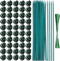 30 Pcs Plant Support Stakes Kit 15 Inch Bamboo Plant Stakes with 50 Pieces Orchid Clips Plastic Garden Plants Clips, 30 Pcs Metallic Twist Ties for Garden Supporting Stems Vines Stalks Grow Upright