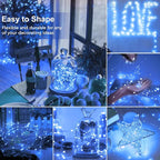 kolpop 6 Pack LED Fairy Lights Battery Operated, Mini Twinkle String Lights Battery Powered Waterproof for Christmas Mason Jars Party,Blue