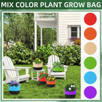 12 Pack Multicolor 10 Gallon Grow Bags - Fabric Plant Pots with Handles for Outdoor Garden and Vegetable Planting