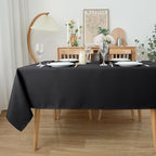Biscaynebay Textured Fabric Tablecloths 60x84 Rectangular, Black Water Resistant Spill Proof Tablecloths for Dining, Kitchen, Wedding and Parties, Machine Washable