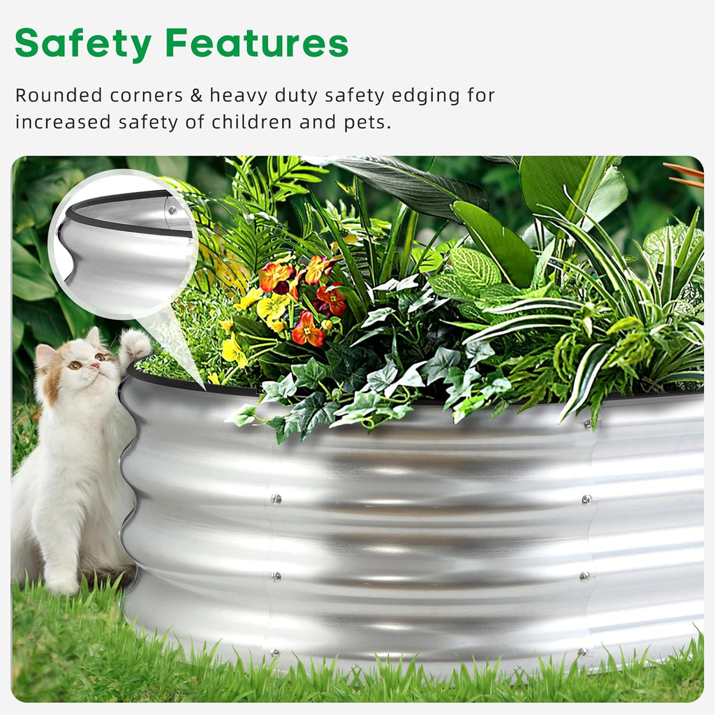 JERIA Raised Garden Bed,Galvanized Raised 4×2×1ft Planter Boxes Outdoor with Easy Assembly, Large Garden Bed for Vegetables, Fruits, Flowers