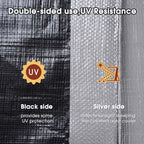 Yescom 12x20 Ft 14 Mil Heavy Duty Reinforced Poly Tarp Reversible Waterproof Tarpaulin Ground Sheet Cover Reversible Silver Black Tarps