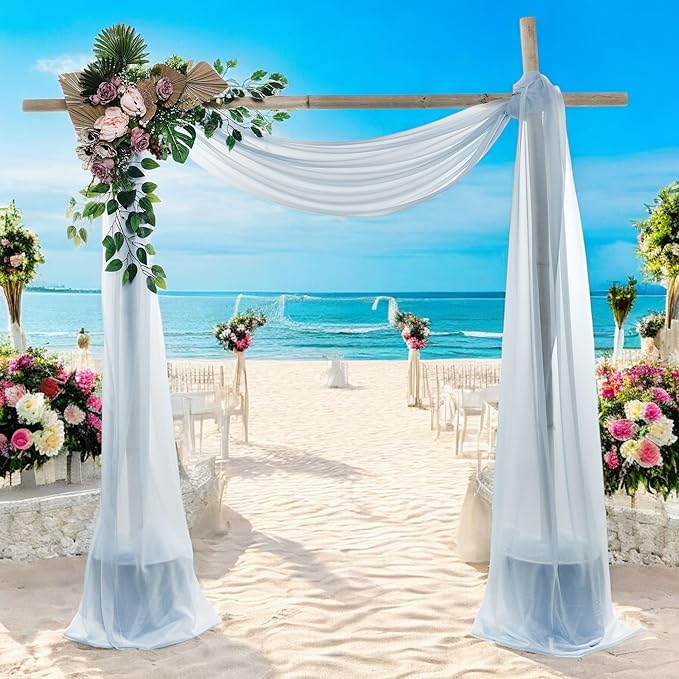 MDS Halloween Chiffon Draping Fabric - 1 Panel, 30" Wide x 30ft Long - Sheer Spooky Arbor & Canopy Drapery for Haunted House Backdrops, Party Ceilings, DIY Costumes & Themed Events - Baby Blue