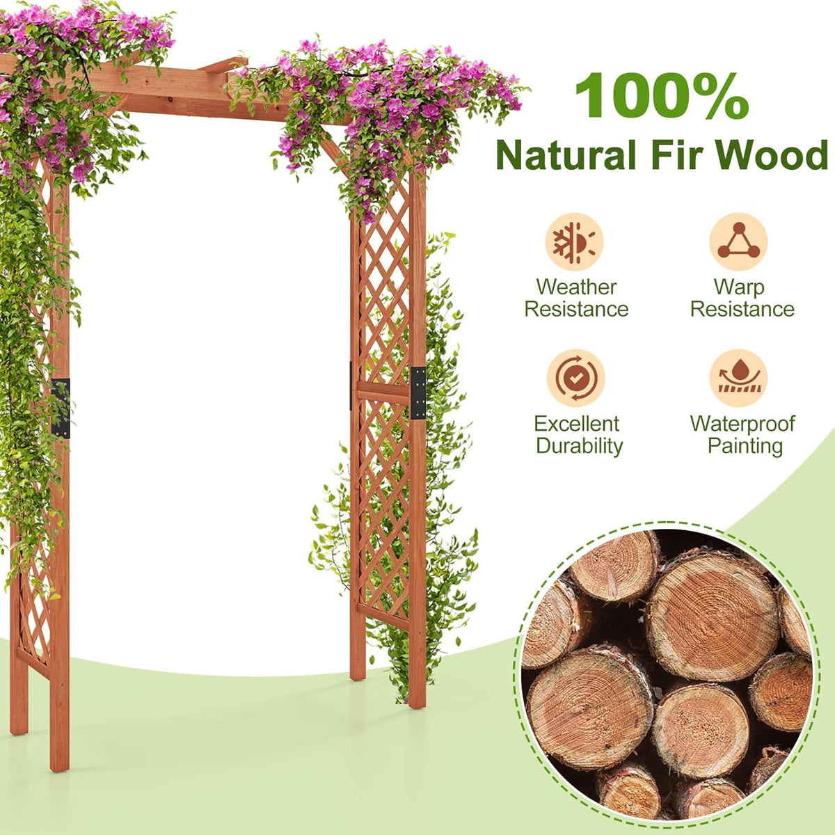 Giantex 7FT Wood Garden Arbor Trellis, Wedding Arch for Outdoor Patio Birthday Bridal Party Prom Decoration, Garden Trellis Pergola Arbor for Climbing Plant Rose Vines