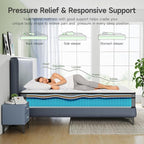 Queen Mattress 10 Inch, Hybrid Mattress Plush in a Box, Individual Pocket Spring Queen Size Bed with Breathable Memory Foam, Pressure Relief, Medium Firm Back Support for Adults