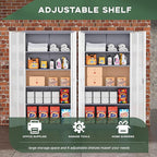 Greenvelly Metal Garage Storage Cabinet, 72”Locking Steel Storage Cabinet with 2 Doors and 4 Adjustable Shelves for Home Office,School,File(Gray White)