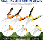 3-pack Garden Pruning Shears Set with Stainless Steel Blades, Bypass Pruners, Handheld Secateurs, Tree Trimmers, & Scissors Whetstone,a Clean Brush and a Hard Case, Ideal for trimming, pruning