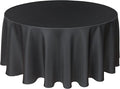 Biscaynebay Textured Fabric Round Tablecloths 90", Black Water Resistant Washable Table Cloths Circle Folding Table Covers Linen for Dining, Kitchen, Wedding & Parties, etc