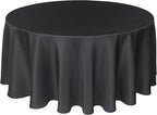 Biscaynebay Textured Fabric Round Tablecloths 90", Black Water Resistant Washable Table Cloths Circle Folding Table Covers Linen for Dining, Kitchen, Wedding & Parties, etc