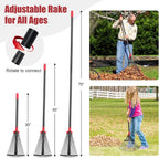 Garden Rake for Leaves: 55 Inch Adjustable Long Handle 18 Metal Tines with 8-17" Expandable Head Heavy Duty Metal Rake for Lawns Leaves Yard Grass Camping Debris