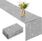 4 Packs Black and Silver Disco Table Runner, 12 x 108 Inches Mirror Glitter Sequin Table Runner Table Decor for 70s 80s Disco Party Birthday Party