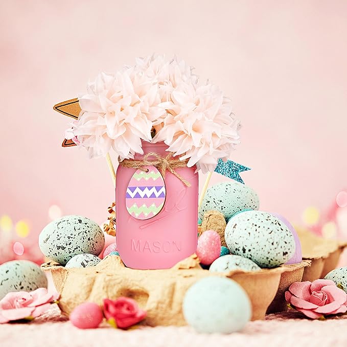 Easter Decorations, Easter Mason Jars Decoration, Easter Farmhouse Decor Dinning Rustic Table Centerpieces Decor for Home, Easter Decorations For The Home, Easter Centerpiece For Table
